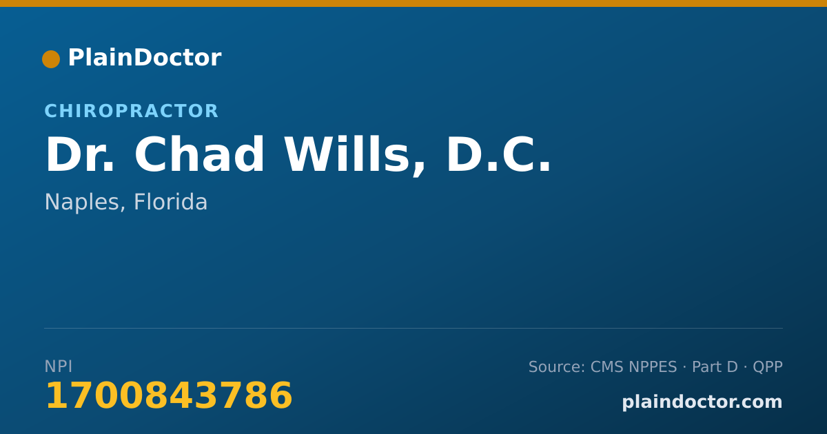 Shareable card for Chad Wills, D.C. - Chiropractor, Naples, FL