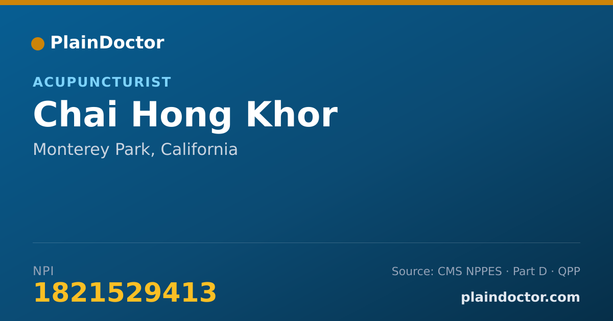 Shareable card for Chai Hong Khor - Acupuncturist, Monterey Park, CA