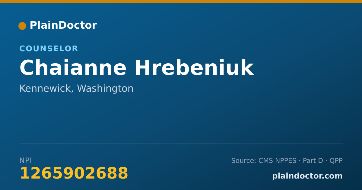 Shareable card for Chaianne Hrebeniuk - Counselor, Kennewick, WA