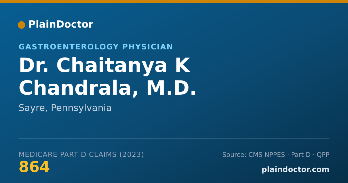 Shareable card for Chaitanya K Chandrala, M.D. - Gastroenterology Physician, Sayre, PA