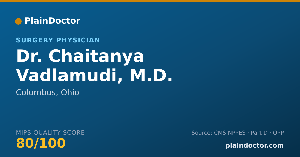 Shareable card for Chaitanya Vadlamudi, M.D. - Surgery Physician, Columbus, OH