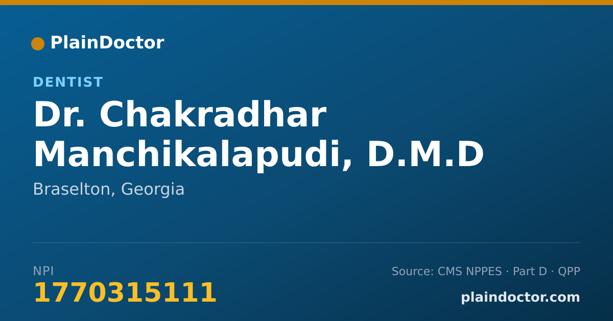 Shareable card for Chakradhar Manchikalapudi, D.M.D - Dentist, Braselton, GA