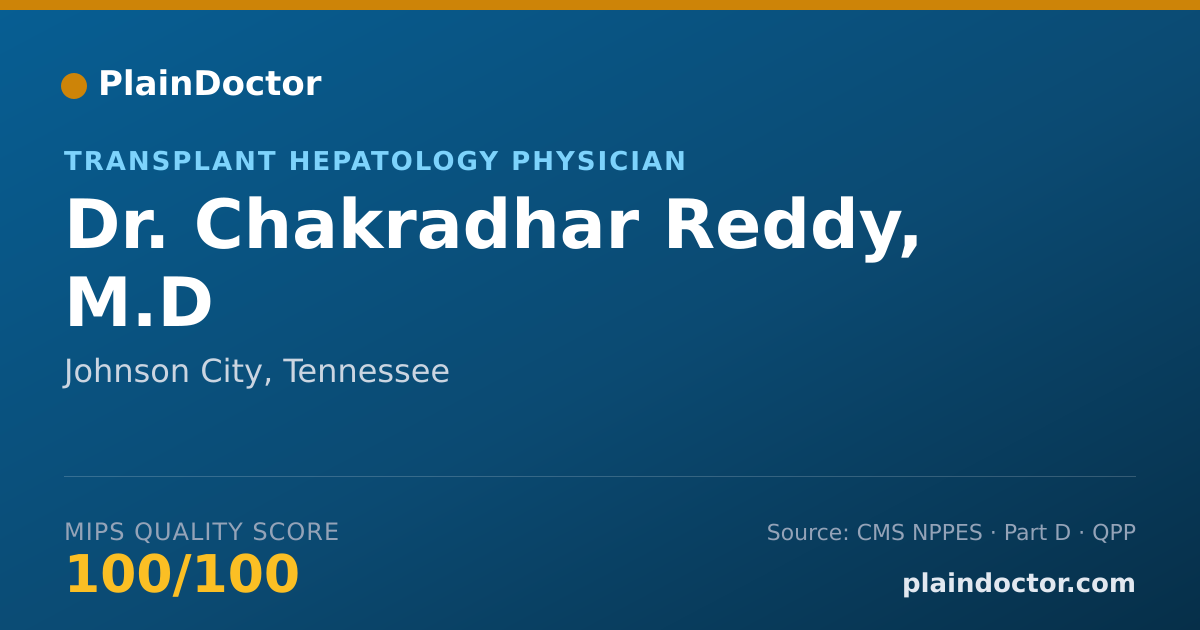 Shareable card for Chakradhar Reddy, M.D - Transplant Hepatology Physician, Johnson City, TN