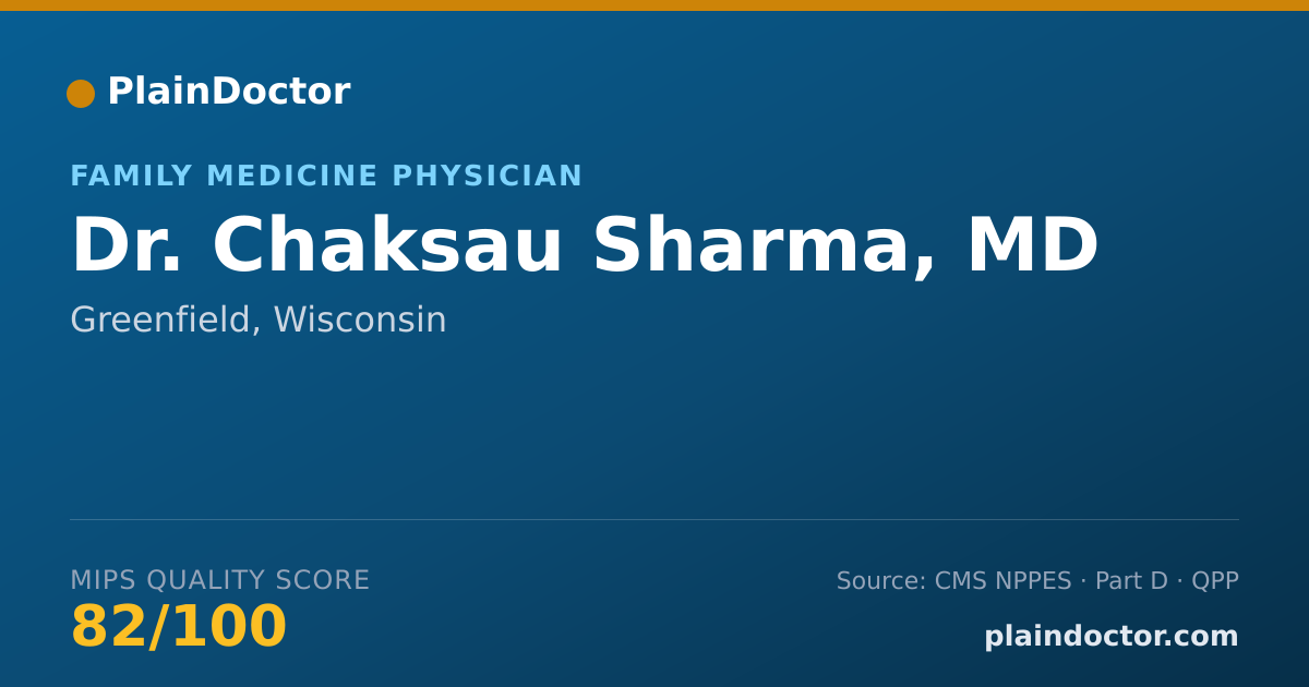 Shareable card for Chaksau Sharma, MD - Family Medicine Physician, Greenfield, WI
