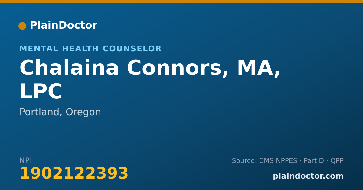 Shareable card for Chalaina Connors, MA, LPC - Mental Health Counselor, Portland, OR
