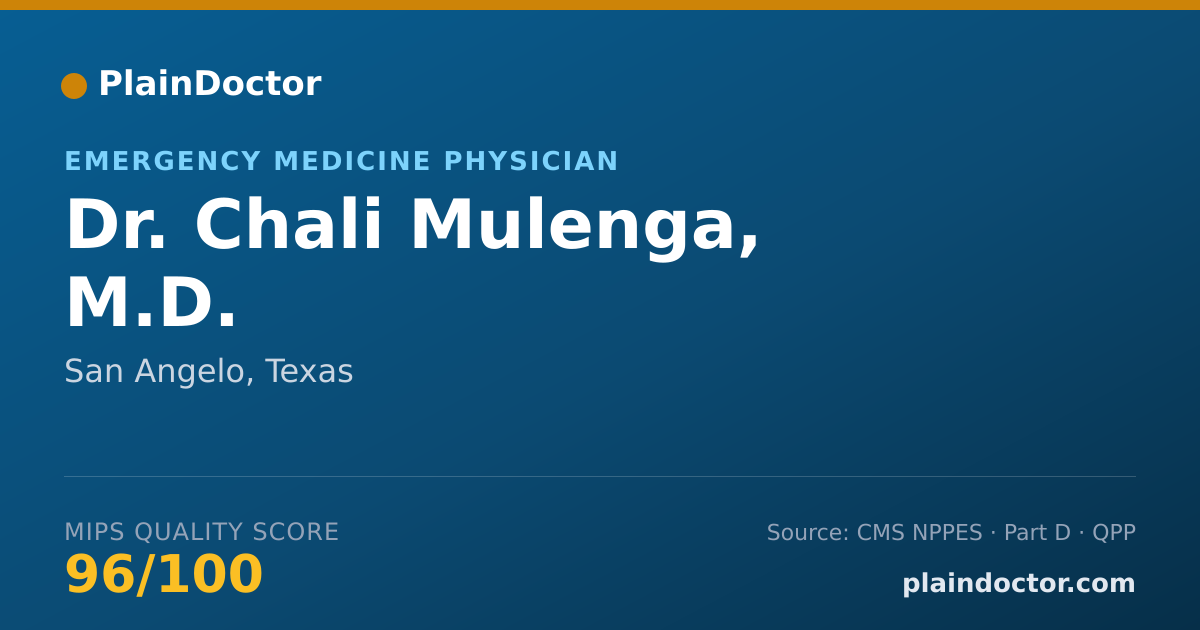 Shareable card for Chali Mulenga, M.D. - Emergency Medicine Physician, San Angelo, TX