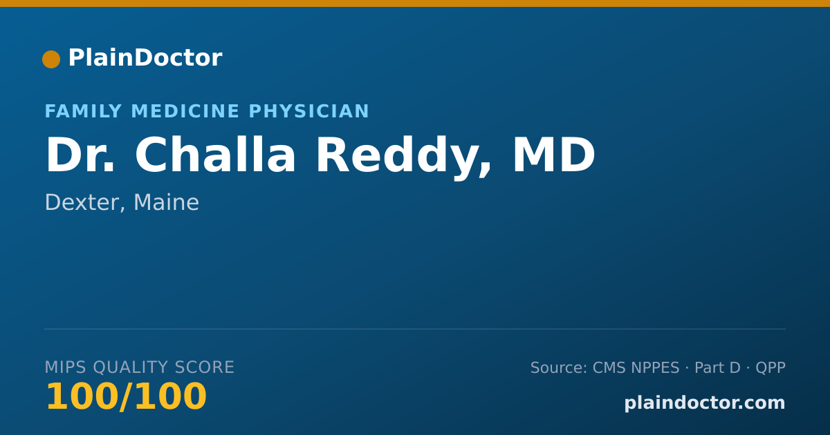 Shareable card for Challa Reddy, MD - Family Medicine Physician, Dexter, ME