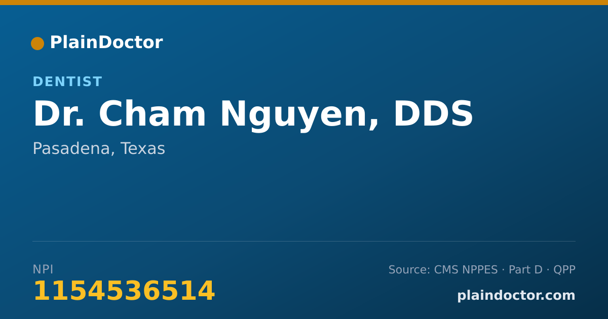 Shareable card for Cham Nguyen, DDS - Dentist, Pasadena, TX