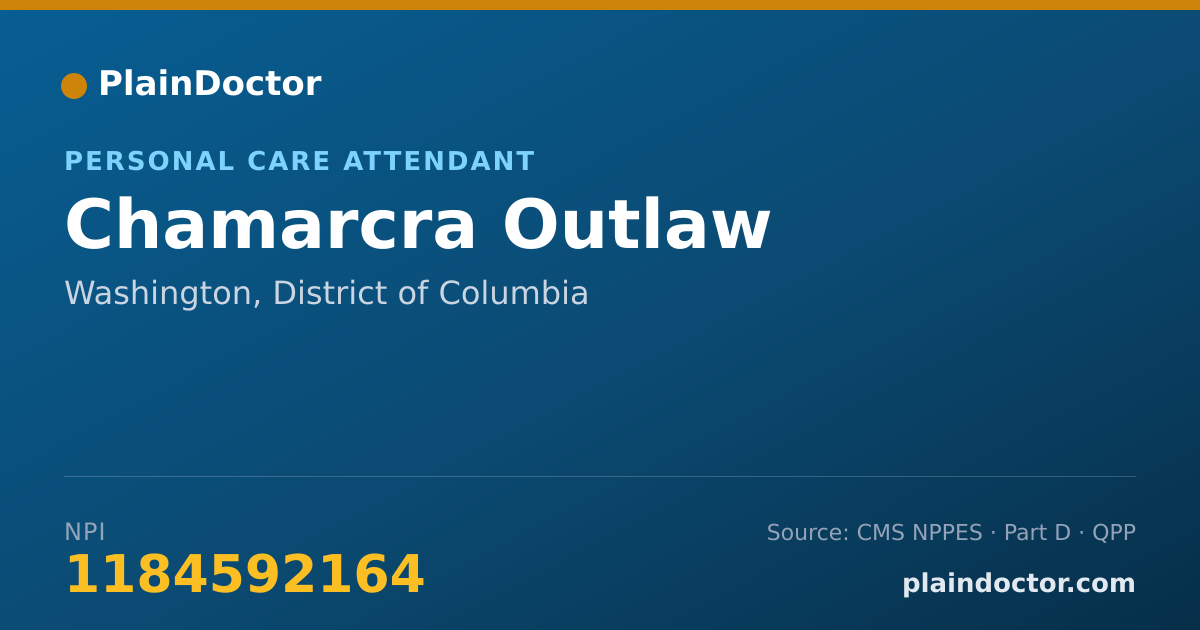 Shareable card for Chamarcra Outlaw - Personal Care Attendant, Washington, DC