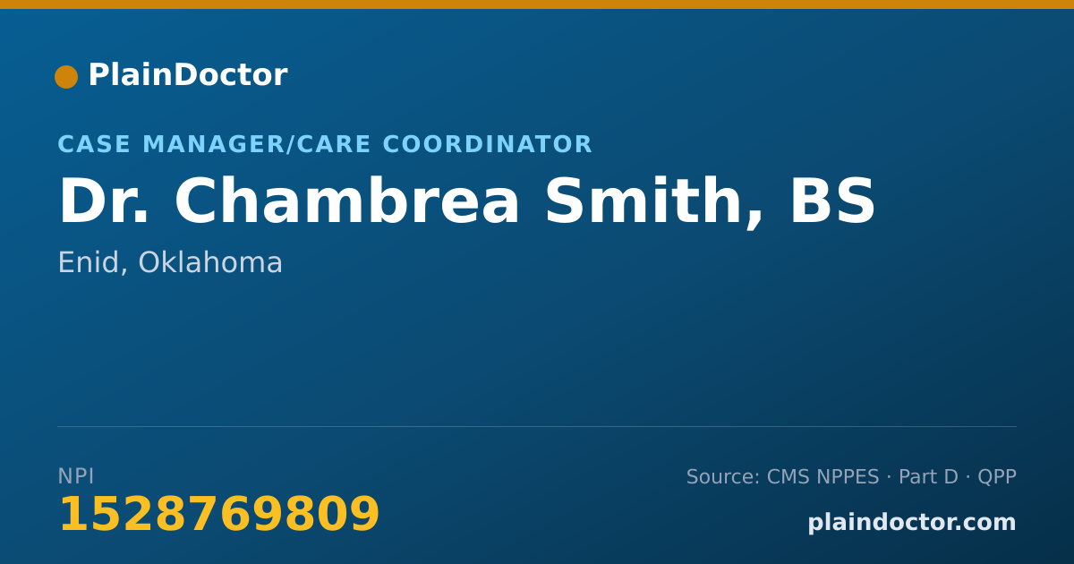 Shareable card for Chambrea Smith, BS - Case Manager/Care Coordinator, Enid, OK
