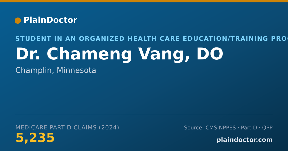 Shareable card for Chameng Vang, DO - Student in an Organized Health Care Education/Training Program, Champlin, MN