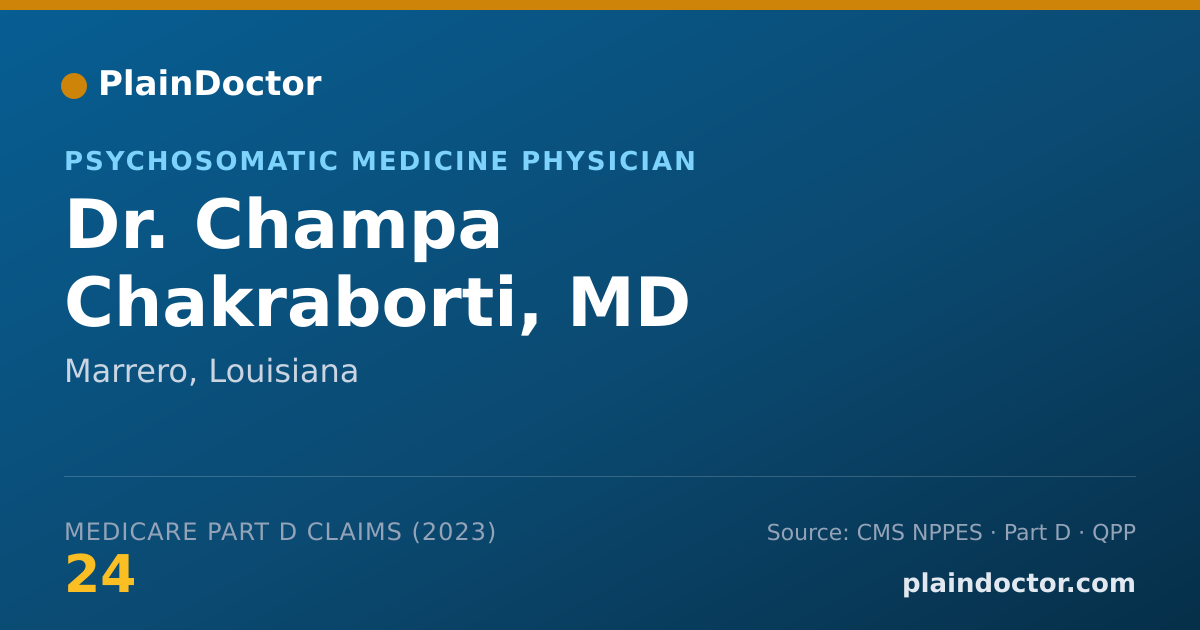 Shareable card for Champa Chakraborti, MD - Psychosomatic Medicine Physician, Marrero, LA