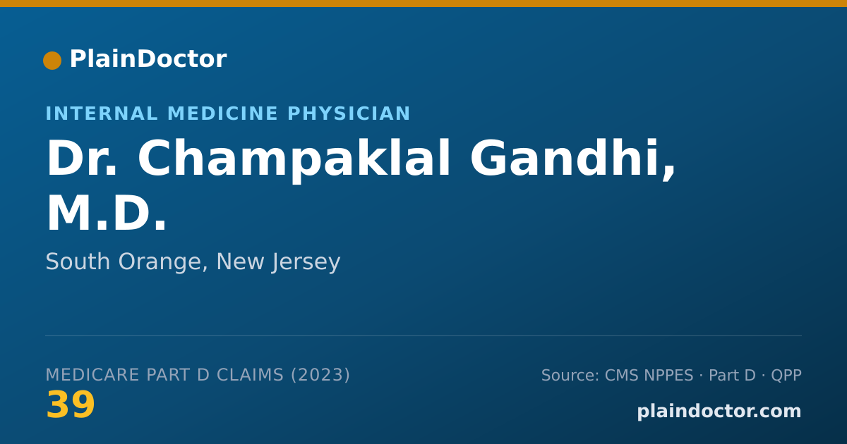 Shareable card for Champaklal Gandhi, M.D. - Internal Medicine Physician, South Orange, NJ