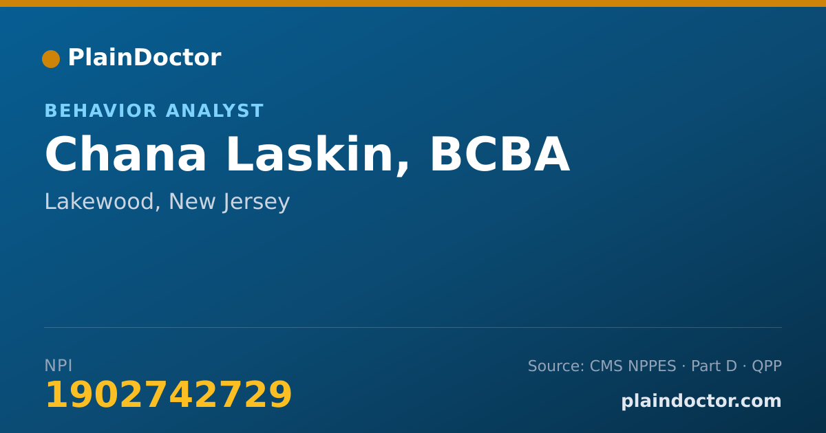 Shareable card for Chana Laskin, BCBA - Behavior Analyst, Lakewood, NJ