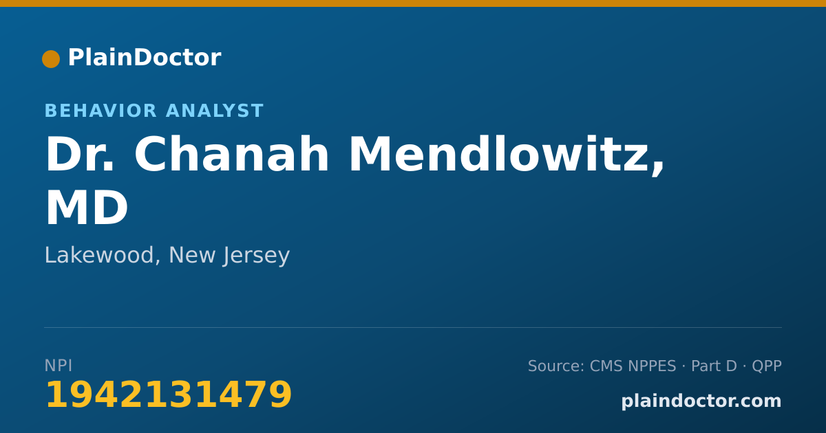 Shareable card for Chanah Mendlowitz, MD - Behavior Analyst, Lakewood, NJ