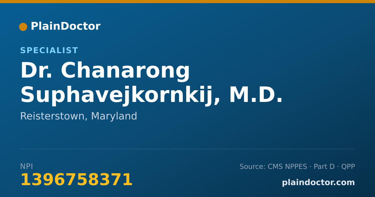 Shareable card for Chanarong Suphavejkornkij, M.D. - Specialist, Reisterstown, MD