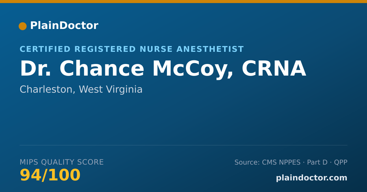 Shareable card for Chance McCoy, CRNA - Certified Registered Nurse Anesthetist, Charleston, WV