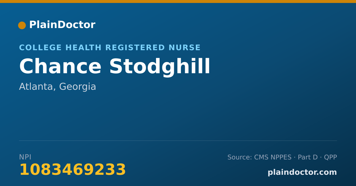 Shareable card for Chance Stodghill - College Health Registered Nurse, Atlanta, GA