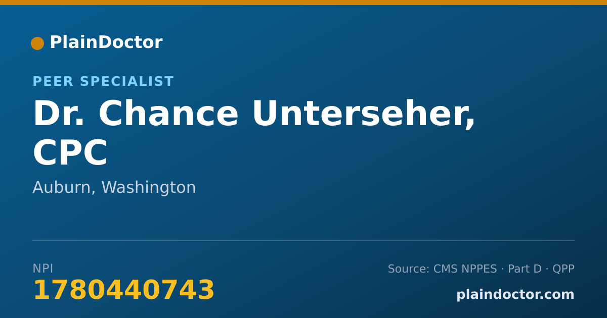 Shareable card for Chance Unterseher, CPC - Peer Specialist, Auburn, WA