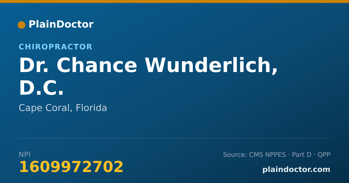 Shareable card for Chance Wunderlich, D.C. - Chiropractor, Cape Coral, FL