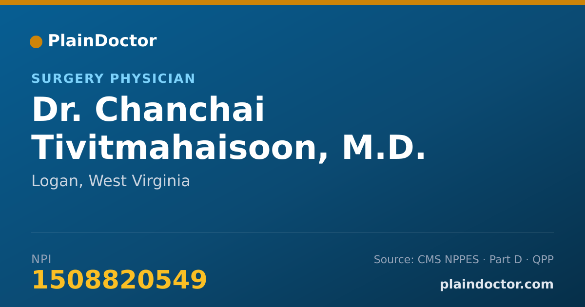 Shareable card for Chanchai Tivitmahaisoon, M.D. - Surgery Physician, Logan, WV