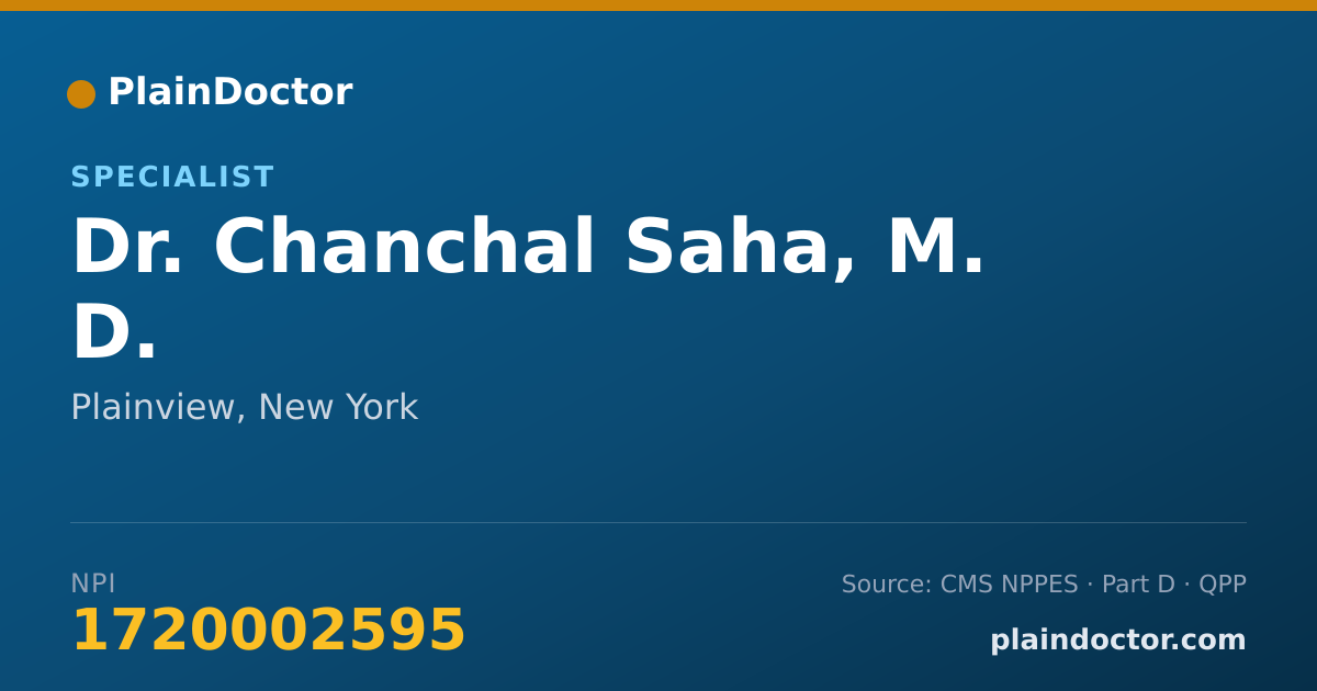 Shareable card for Chanchal Saha, M. D. - Specialist, Plainview, NY