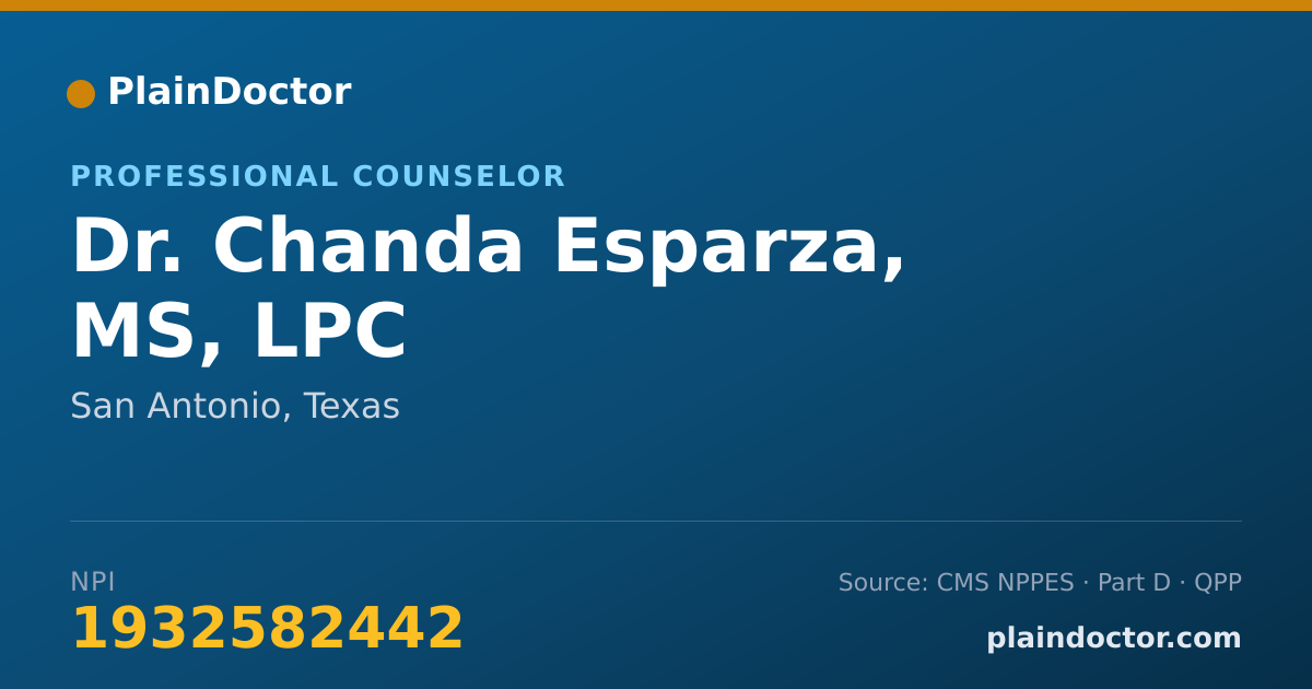 Shareable card for Chanda Esparza, MS, LPC - Professional Counselor, San Antonio, TX