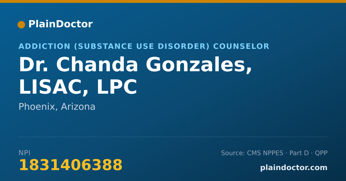 Shareable card for Chanda Gonzales, LISAC, LPC - Addiction (Substance Use Disorder) Counselor, Phoenix, AZ