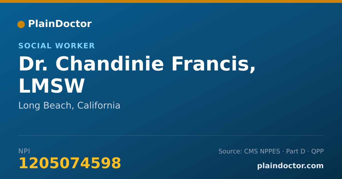 Shareable card for Chandinie Francis, LMSW - Social Worker, Long Beach, CA