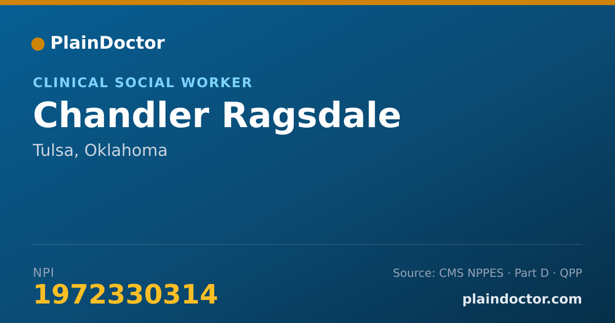Shareable card for Chandler Ragsdale - Clinical Social Worker, Tulsa, OK