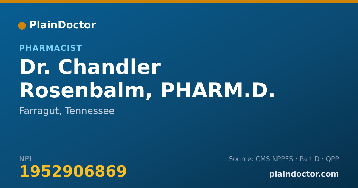 Shareable card for Chandler Rosenbalm, PHARM.D. - Pharmacist, Farragut, TN