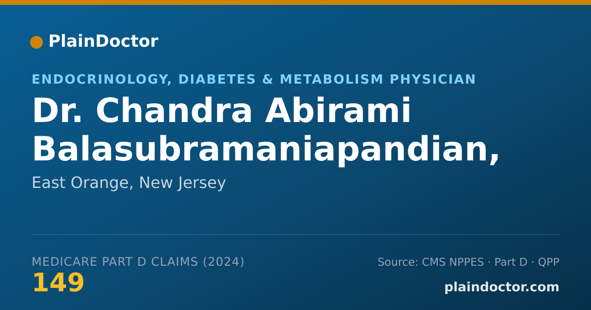 Shareable card for Chandra Abirami Balasubramaniapandian, MD - Endocrinology, Diabetes & Metabolism Physician, East Orange, NJ