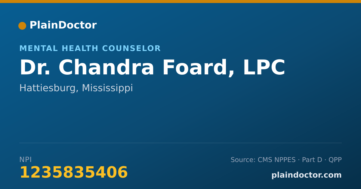 Shareable card for Chandra Foard, LPC - Mental Health Counselor, Hattiesburg, MS