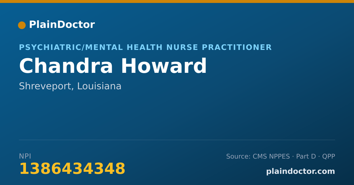 Shareable card for Chandra Howard - Psychiatric/Mental Health Nurse Practitioner, Shreveport, LA