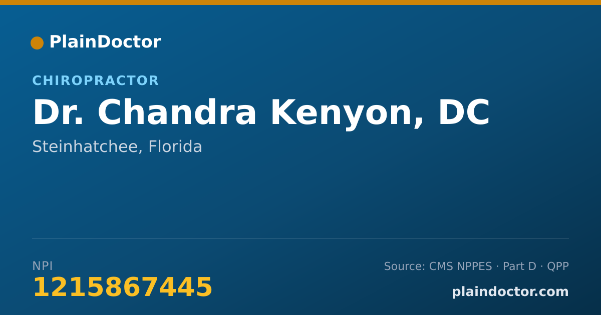 Shareable card for Chandra Kenyon, DC - Chiropractor, Steinhatchee, FL