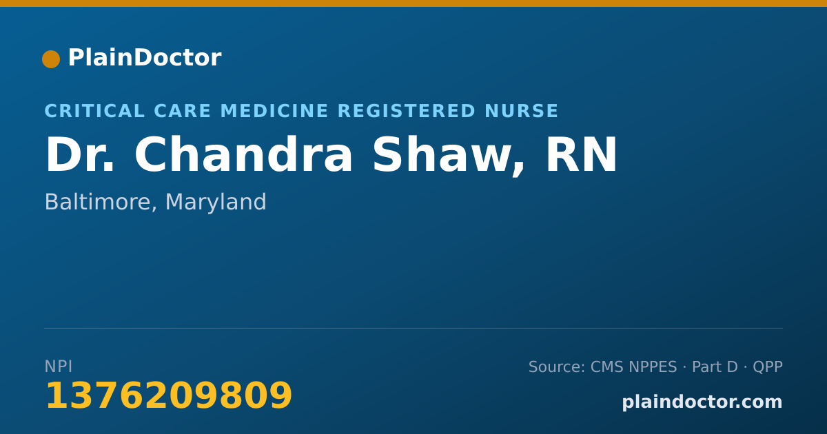 Shareable card for Chandra Shaw, RN - Critical Care Medicine Registered Nurse, Baltimore, MD