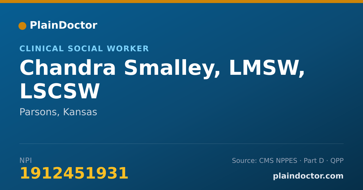 Shareable card for Chandra Smalley, LMSW, LSCSW - Clinical Social Worker, Parsons, KS