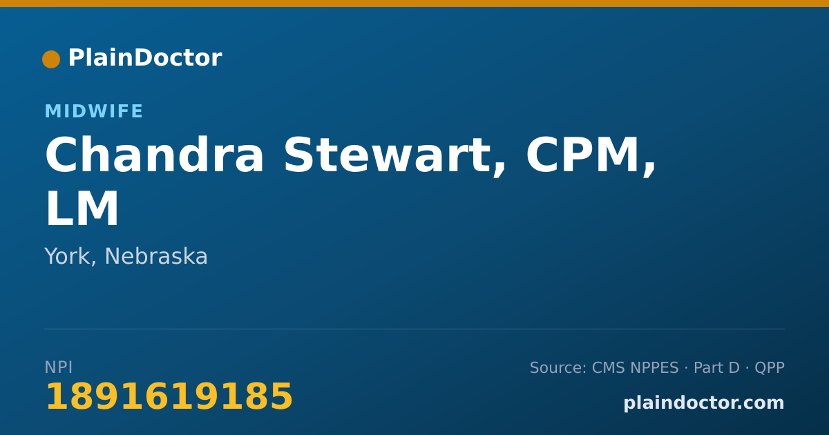 Shareable card for Chandra Stewart, CPM, LM - Midwife, York, NE