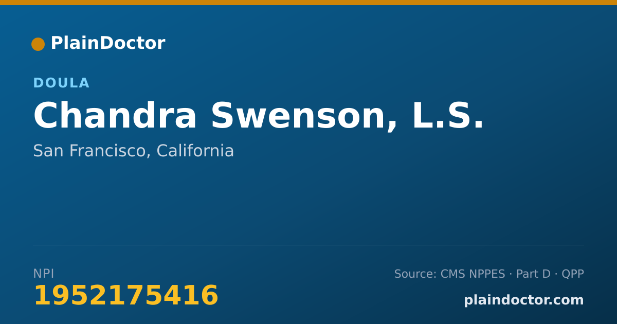 Shareable card for Chandra Swenson, L.S. - Doula, San Francisco, CA