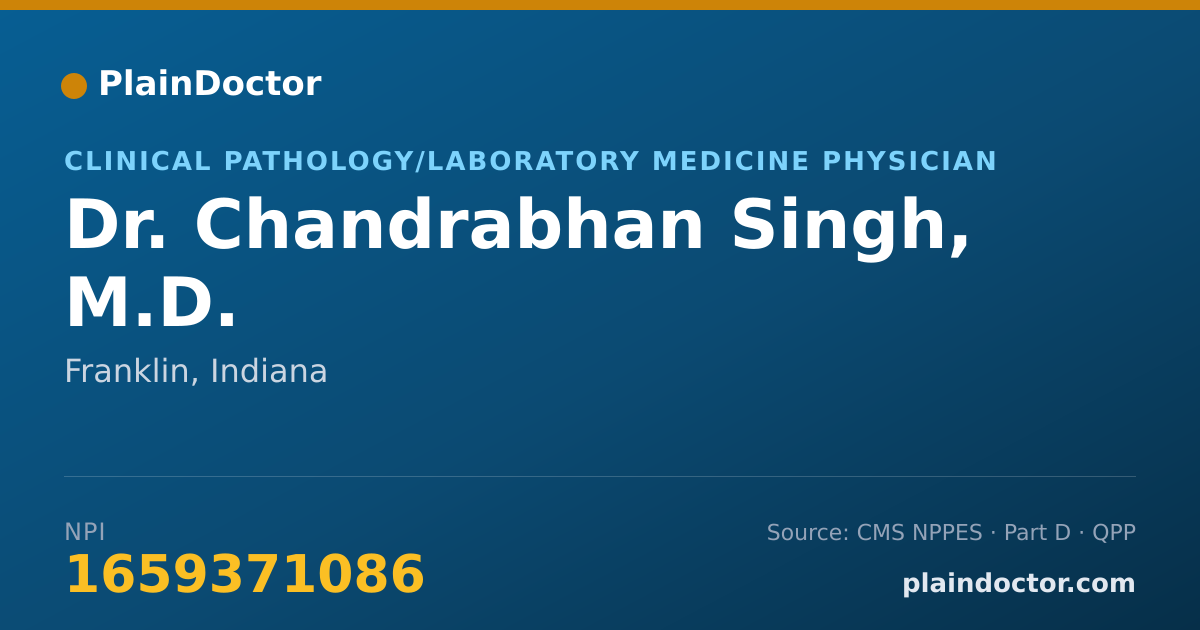 Shareable card for Chandrabhan Singh, M.D. - Clinical Pathology/Laboratory Medicine Physician, Franklin, IN