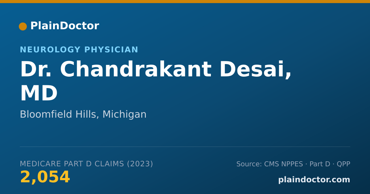Shareable card for Chandrakant Desai, MD - Neurology Physician, Bloomfield Hills, MI
