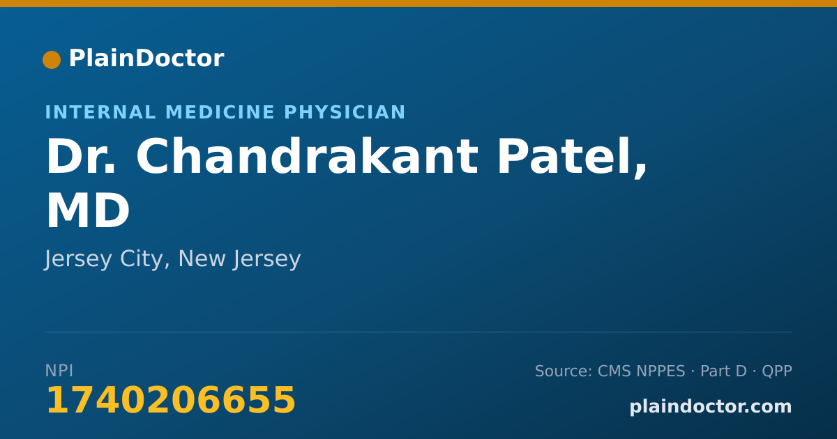Shareable card for Chandrakant Patel, MD - Internal Medicine Physician, Jersey City, NJ