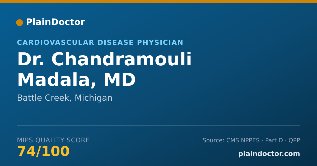 Shareable card for Chandramouli Madala, MD - Cardiovascular Disease Physician, Battle Creek, MI