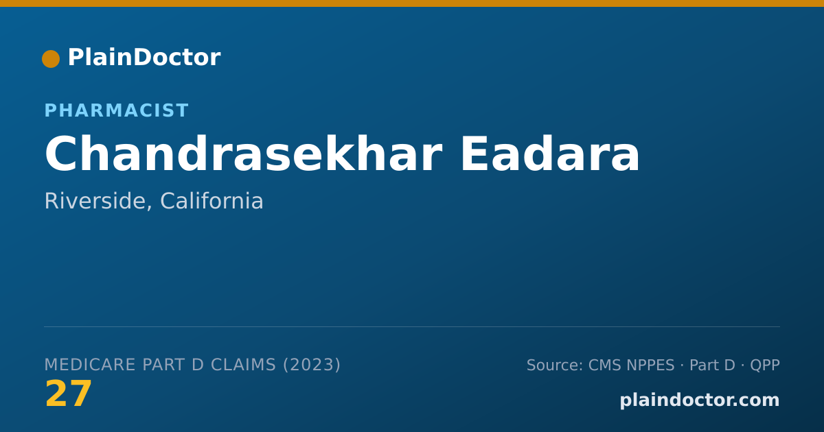 Shareable card for Chandrasekhar Eadara - Pharmacist, Riverside, CA
