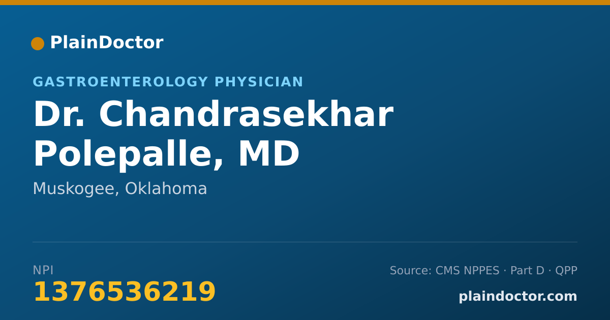 Shareable card for Chandrasekhar Polepalle, MD - Gastroenterology Physician, Muskogee, OK