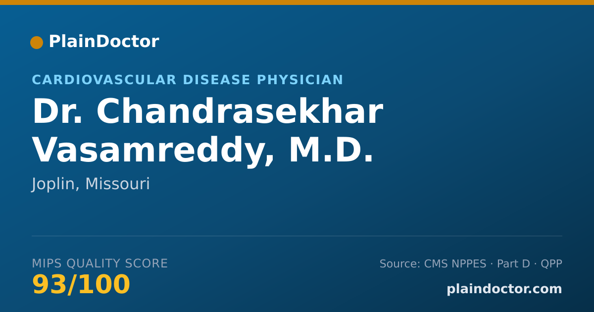 Shareable card for Chandrasekhar Vasamreddy, M.D. - Cardiovascular Disease Physician, Joplin, MO