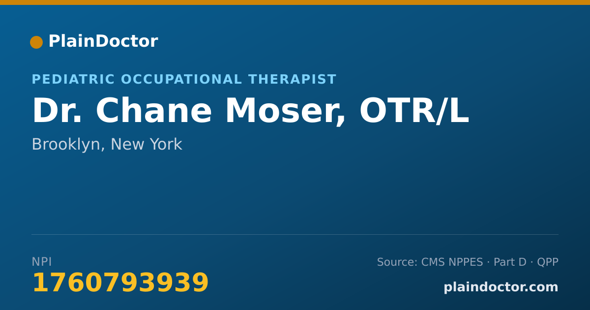 Shareable card for Chane Moser, OTR/L - Pediatric Occupational Therapist, Brooklyn, NY