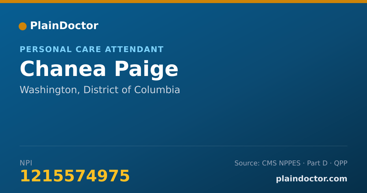 Shareable card for Chanea Paige - Personal Care Attendant, Washington, DC