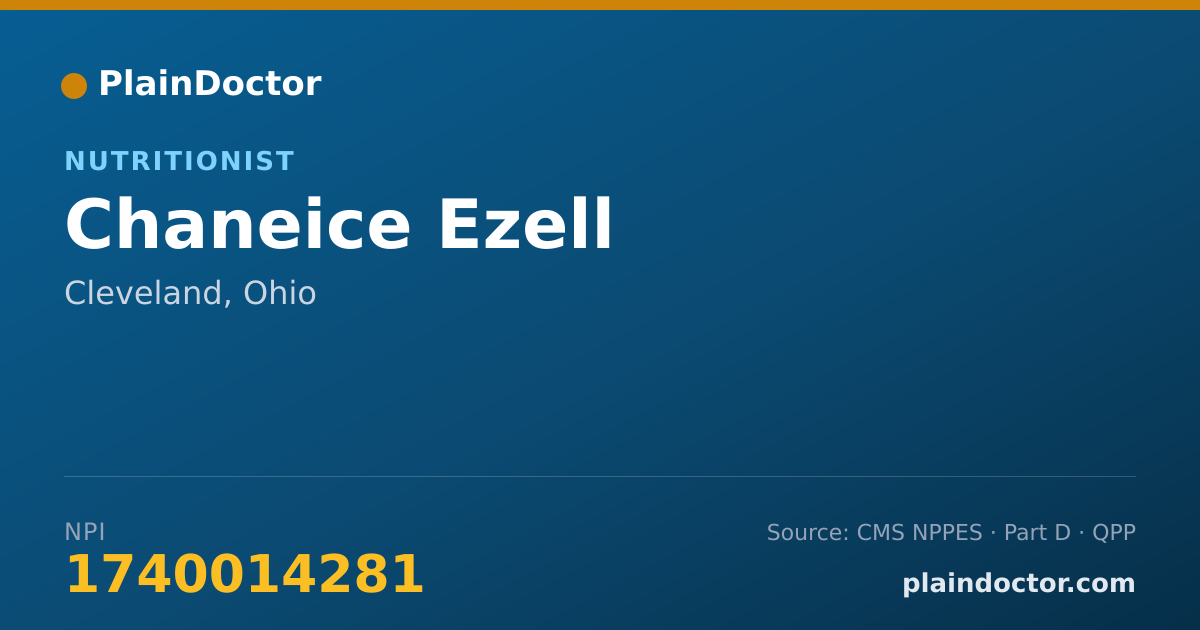 Shareable card for Chaneice Ezell - Nutritionist, Cleveland, OH