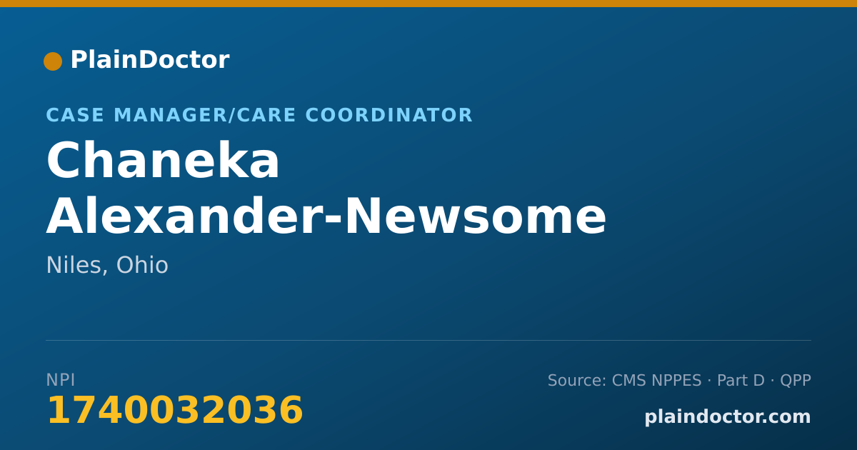 Shareable card for Chaneka Alexander-Newsome - Case Manager/Care Coordinator, Niles, OH